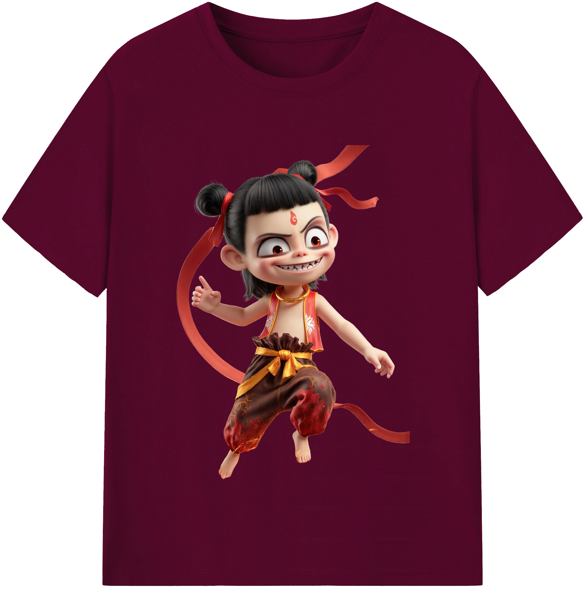 （画像用） Ne Zha 2 ナタ 魔童の大暴れ レディースカジュアルプリントTシャツ（綿100％）